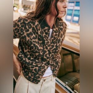 NWOT Sézane Noah Jacket in Leopard jacquard print